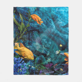 ORANGE FISH BLAUE OCEAN FLEECKE BLANKET FLEECEDECKE