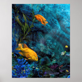 ORANGE FISH BLUE WORLD POSTER