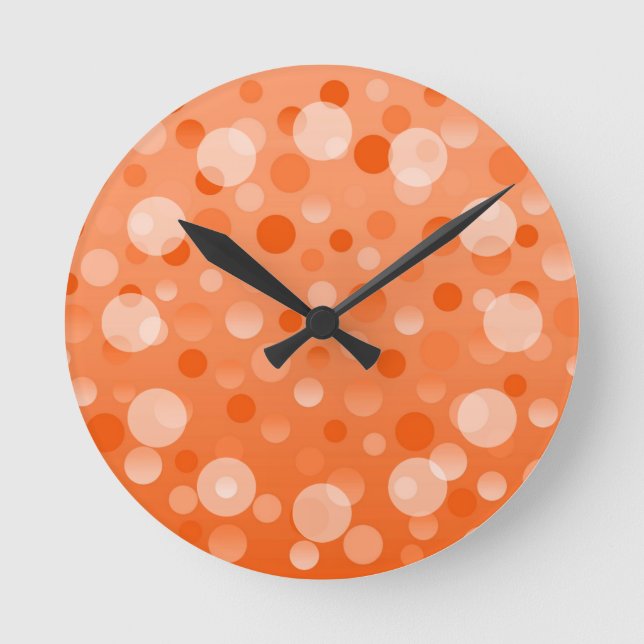 Orange Fizz 'Bubbles' Uhr rund (Vorderseite)