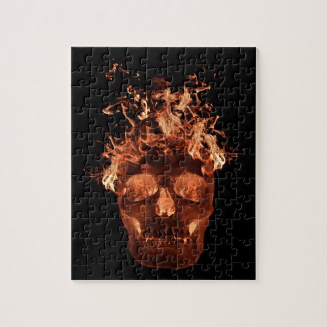 Orange Flaming Fire Skull Puzzle (Vertikal)