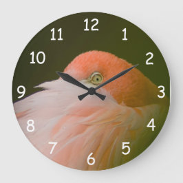 Orange Flamingo Eye Große Wanduhr