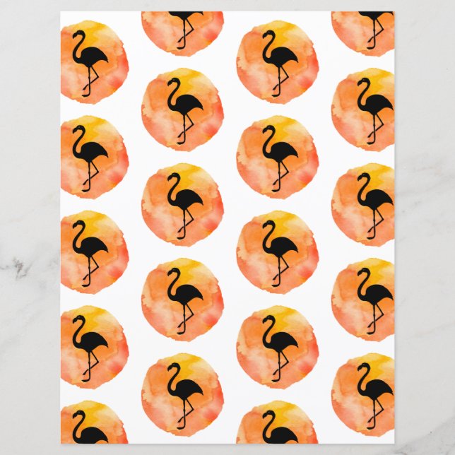 Orange Flamingo Muster Scrapbook Paper (Vorderseite)