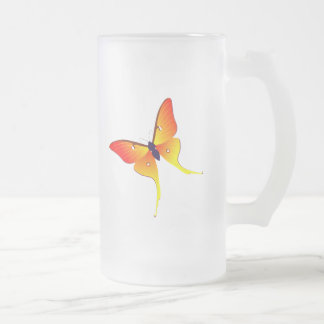 Orange Flammen-Schmetterlings-große mattierte Mattglas Bierglas