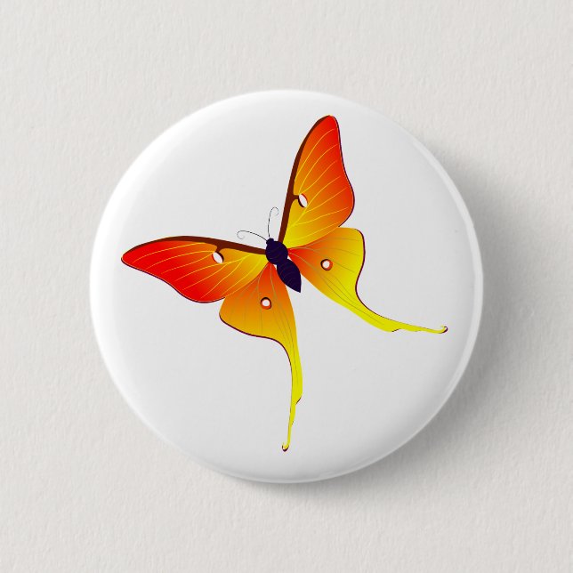 Orange Flammen-Schmetterlings-runder Knopf Button (Vorderseite)