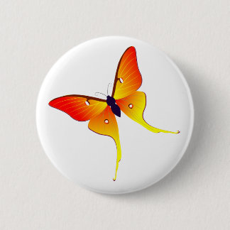 Orange Flammen-Schmetterlings-runder Knopf Button