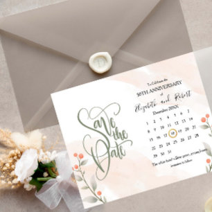 Orange Floral 50 Jahre Save the Date Ankündigungspostkarte