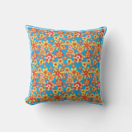 Orange Floral and Blue Polka Polka Dots Reversible Kissen