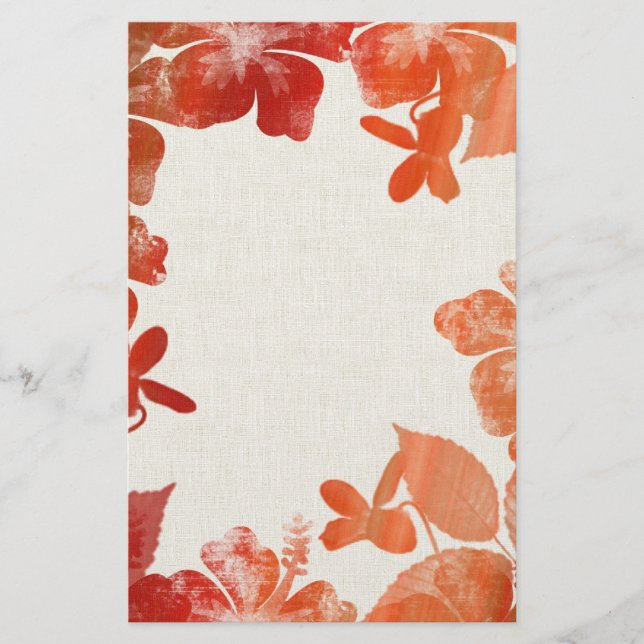 Orange Floral Border Briefpapier
