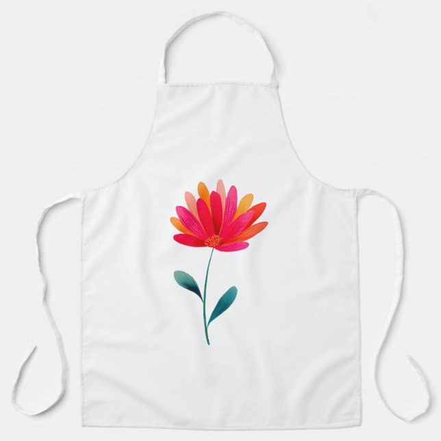 Orange Floral Botanical Apron Minimal Flower Schürze (Vorderseite)