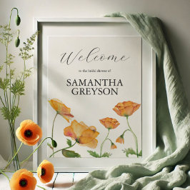 Orange Floral Brautparty Welcome Poster