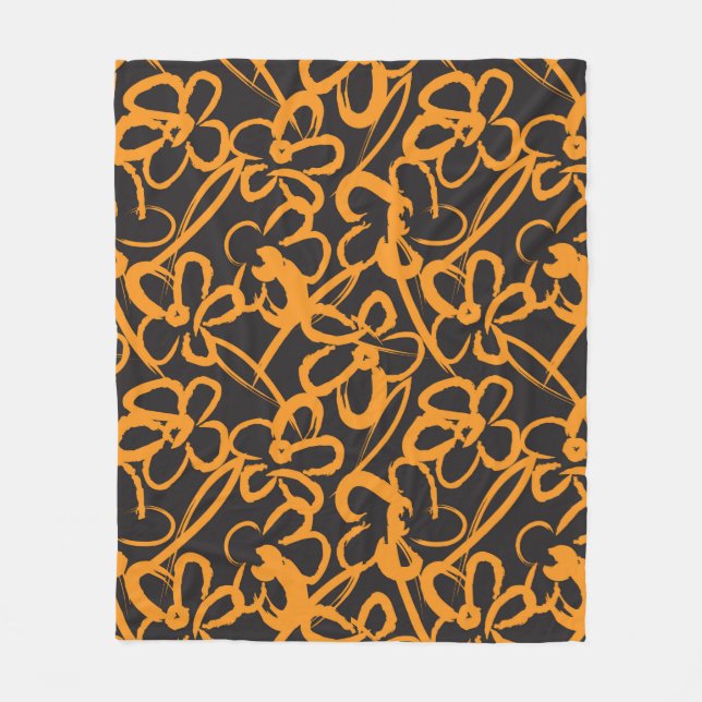 Orange Floral brush strokes seamless pattern backg Fleecedecke (Vorderseite)