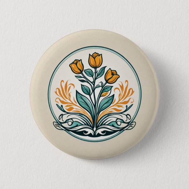 Orange Floral Button (Vorderseite)