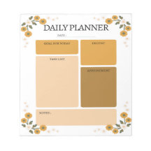 Orange Floral Daily Planer Notepad