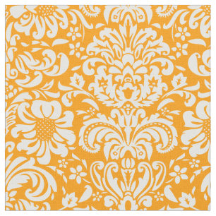 Orange Floral Damask Stoff