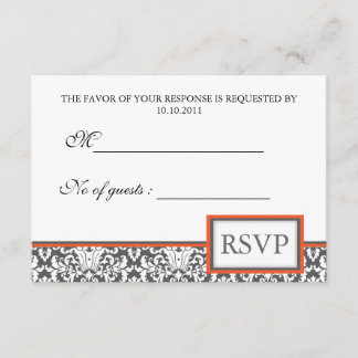 Orange floral Damask UAWG Invite RSVP Karte
