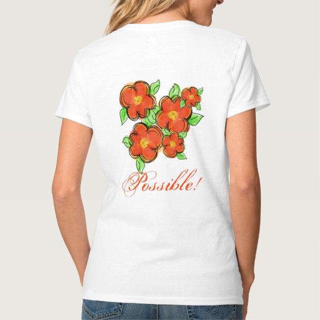 Orange Floral Designer T-Shirt (Rückseite)