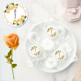 Orange Floral Elegante Gold Glitzer Geo Mit Monogr