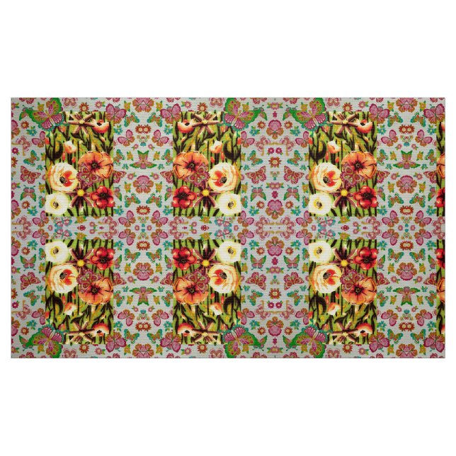 Orange Floral Fabric Stoff (Fat Quarter (45,7 x 55,9 cm))