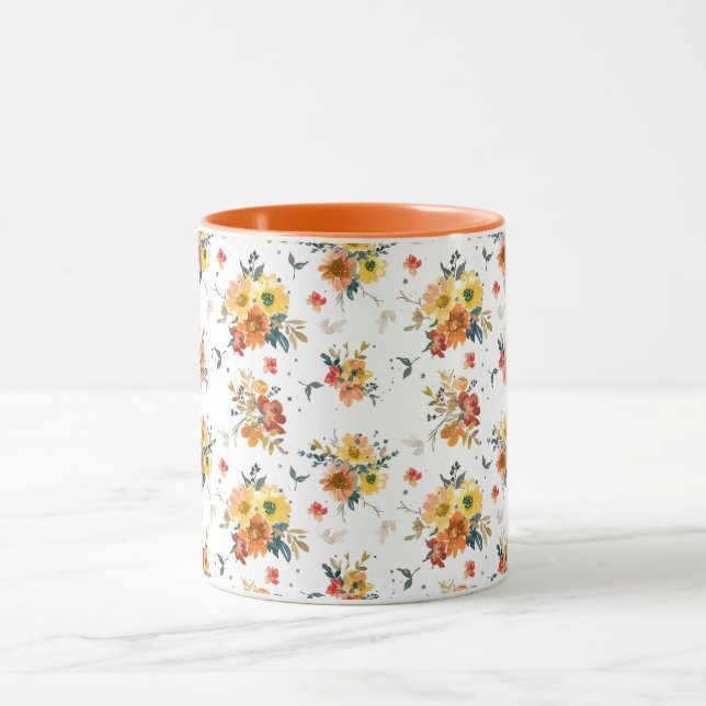 Orange Floral Fall Tasse (Zentrum)