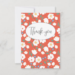 Orange Floral Flat Dankeschön Karte