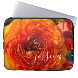 Orange Floral Foto Personalisiert Laptopschutzhülle