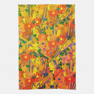 Orange Floral fröhlich Geschirrtuch