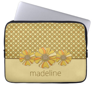 Orange Floral & geometrische Retro Laptopschutzhülle