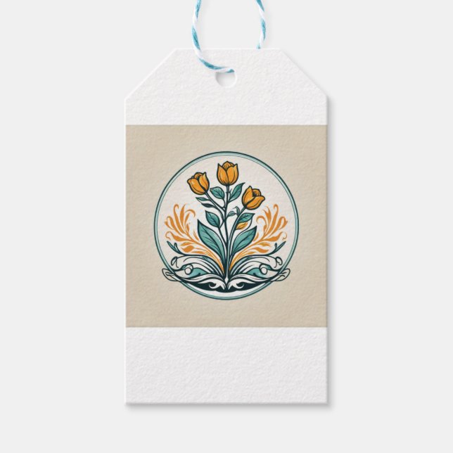 Orange Floral Geschenkanhänger (Vorderseite)
