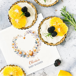 Orange Floral Heart Baby Dusche Serviette