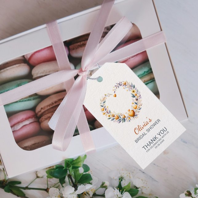 Orange Floral Heart Vielen Dank Brautparty Geschenkanhänger (Von Creator hochgeladen)