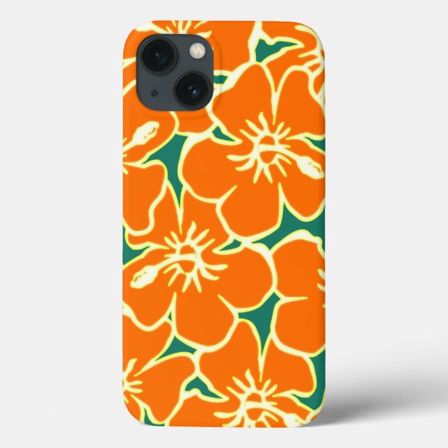 Orange Floral Hibiskus Hawaiian Blume iPad Fall Case-Mate iPhone Hülle (Rückseite)