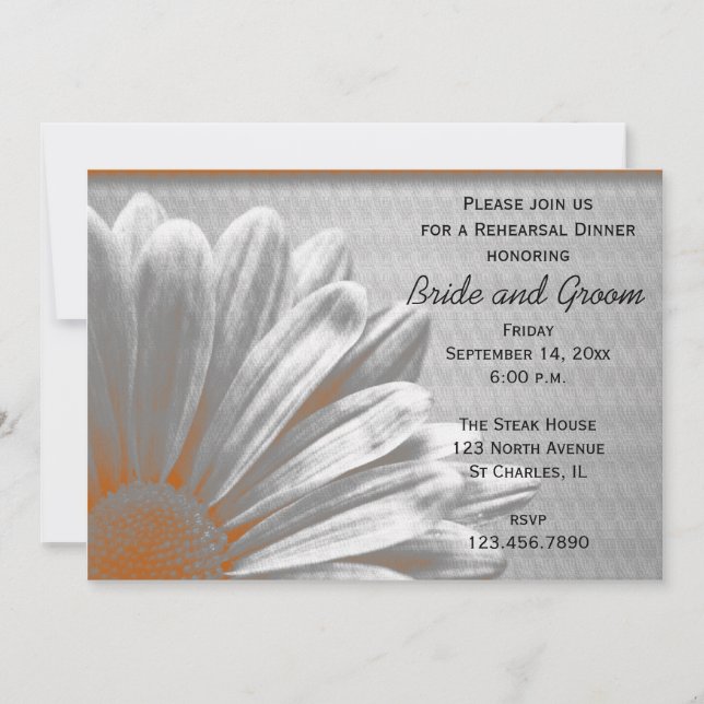 Orange Floral Highlights Hochzeitliches Probe Aben Einladung (Vorderseite)