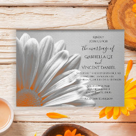 Orange Floral Highlights Wedding Einladung