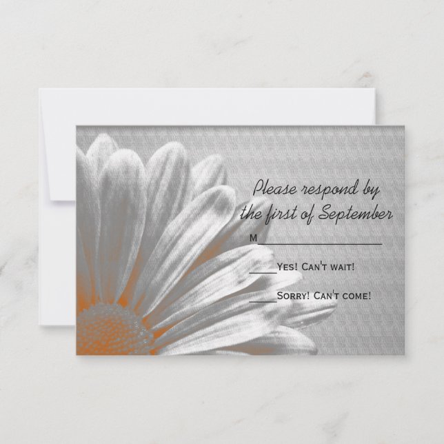 Orange Floral Highlights Wedding RSVP Response Karte (Vorderseite)