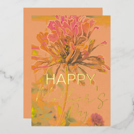 Orange Floral Impressionist Mother Day Folien Feiertagskarte