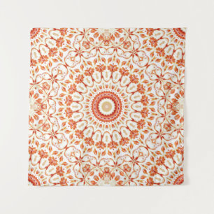 Orange Floral Mandala Wandteppich