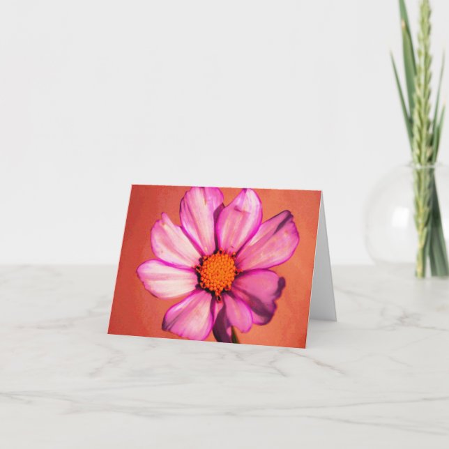 Orange Floral Notecard Karte (Vorderseite)