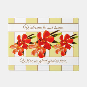 Orange Floral   Personalisierter Empfang von Olean Fußmatte