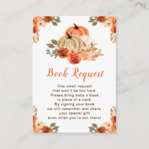Orange Floral Pumpkins Babydusche Buchanfrage Begleitkarte