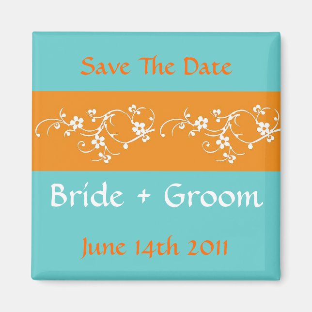 Orange Floral Save the Date Magnet (Vorne)