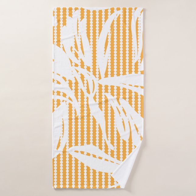 Orange Floral seamless pattern with striped backgr Badehandtuch (Badehandtuch)