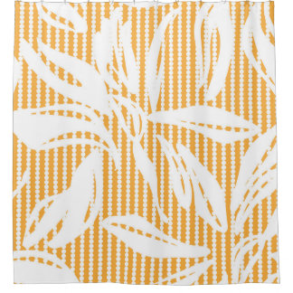 Orange Floral seamless pattern with striped backgr Duschvorhang
