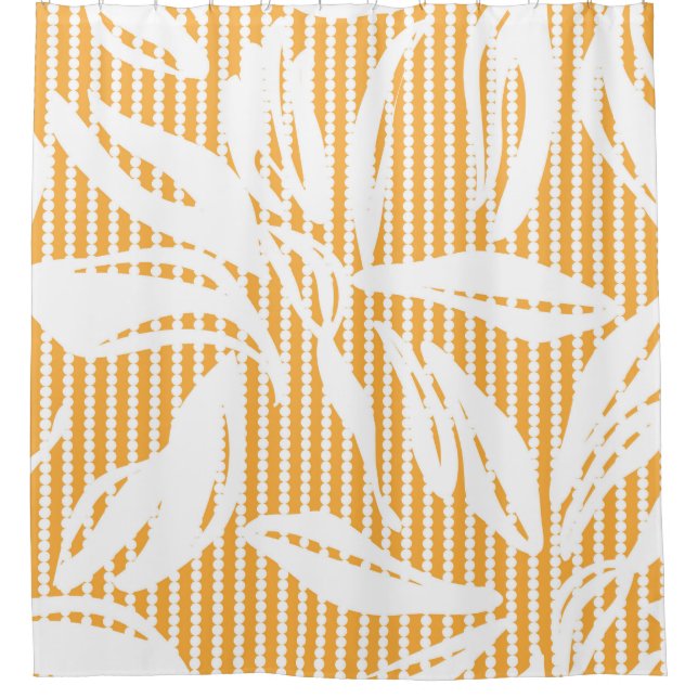 Orange Floral seamless pattern with striped backgr Duschvorhang (Vorderseite)