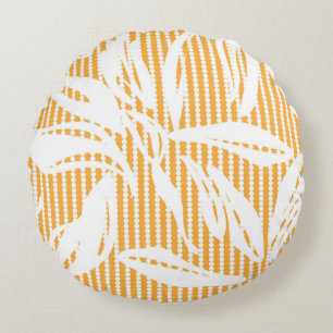Orange Floral seamless pattern with striped backgr Rundes Kissen