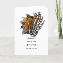 Orange Floral Skeleton Gothic Wedding
