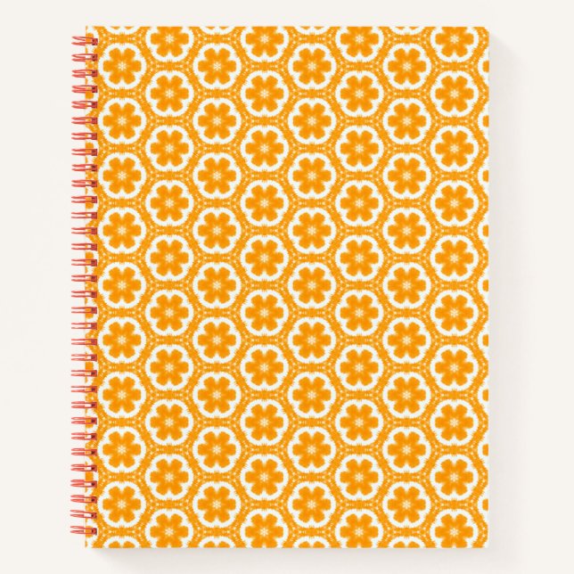 Orange Floral Spiral Notebook Notizbuch (Vorderseite)