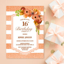 Orange Floral Striped 16. Geburtstagsparty