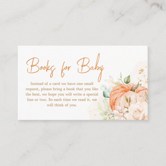 Orange Floral Sweet Little Pumpkin Books for Baby Begleitkarte (Vorderseite)