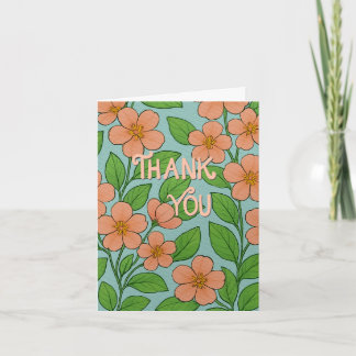 Orange Floral Thank You Card with Hand Lettering | Dankeskarte
