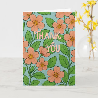 Orange Floral Thank You Card with Hand Lettering | Karte